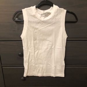 All saints white sleeveless crew neck shirt